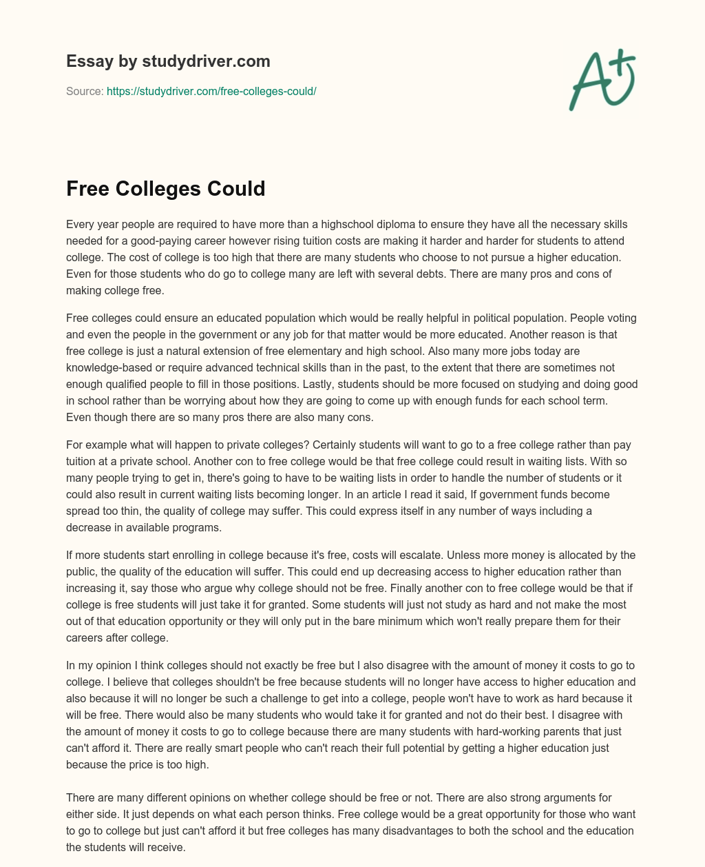 Free Colleges could essay