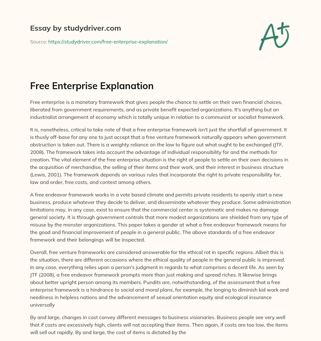 Free Enterprise Explanation essay