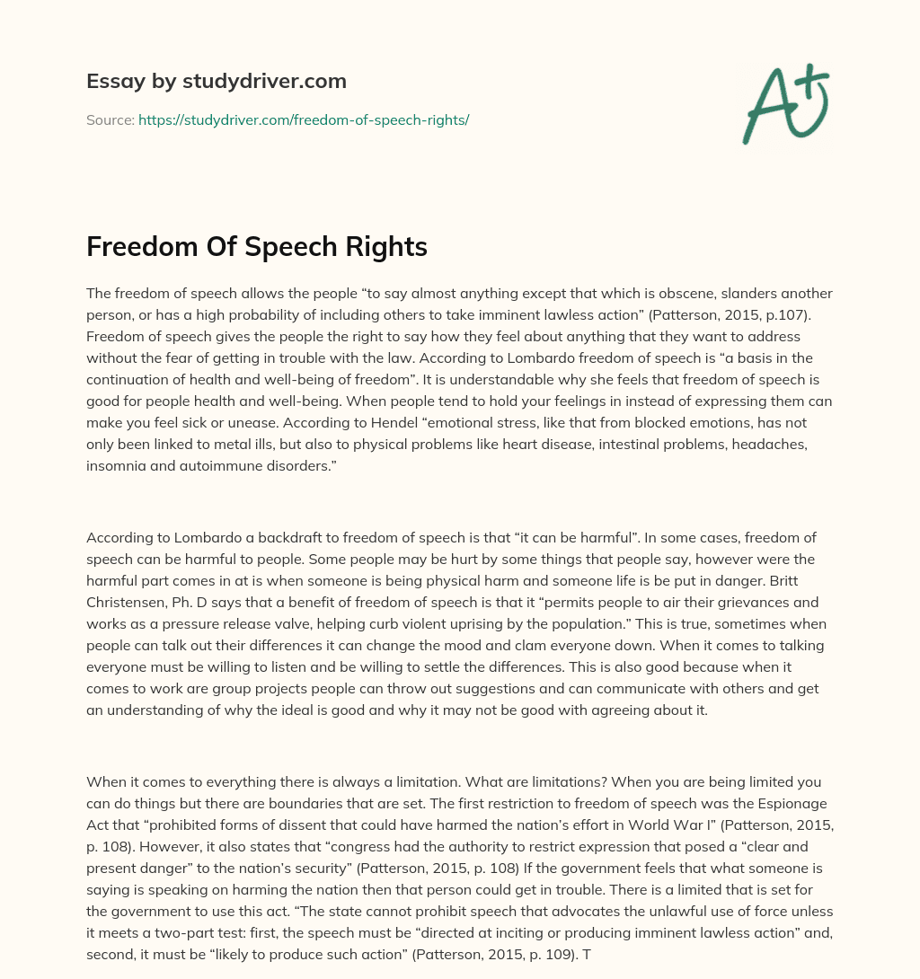 Freedom of Speech Rights essay