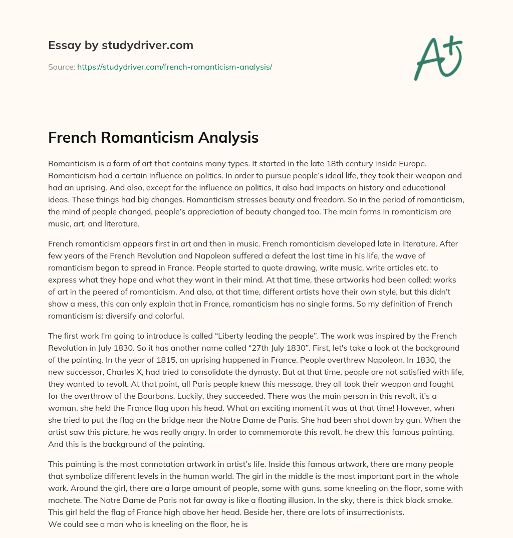 French Romanticism Analysis essay
