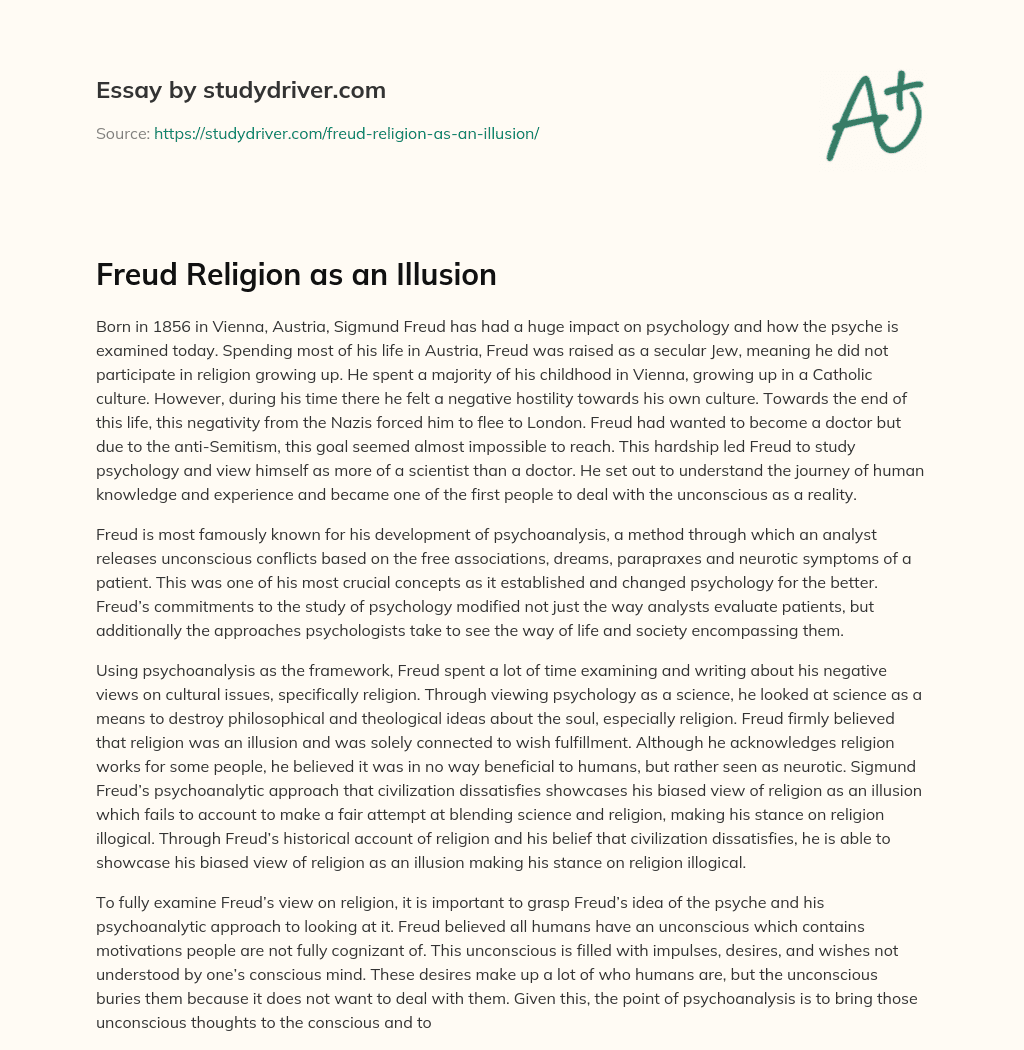 Freud Religion as an Illusion essay
