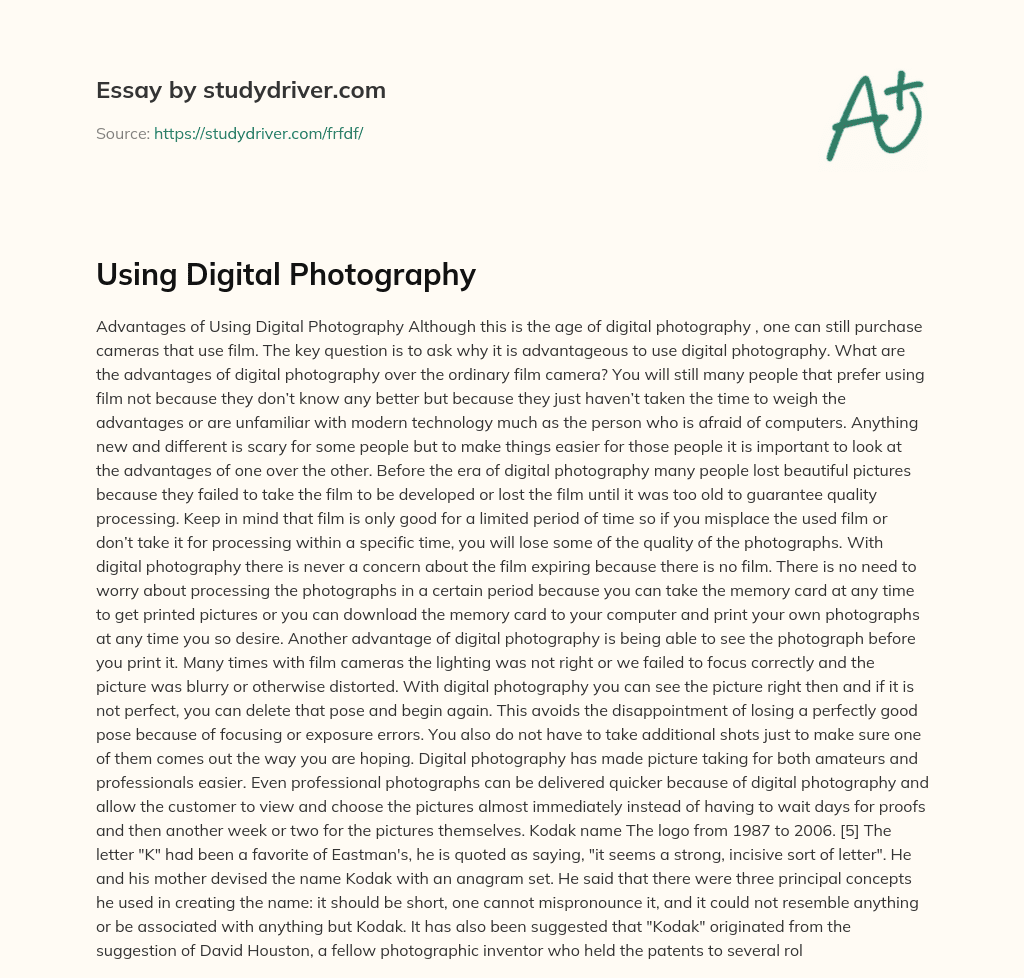 Using Digital Photography essay
