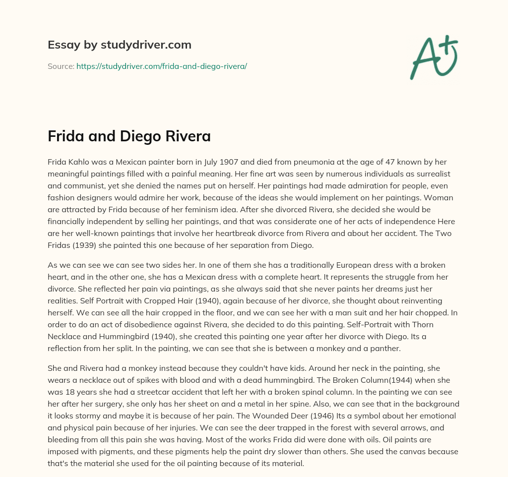 Frida and Diego Rivera essay