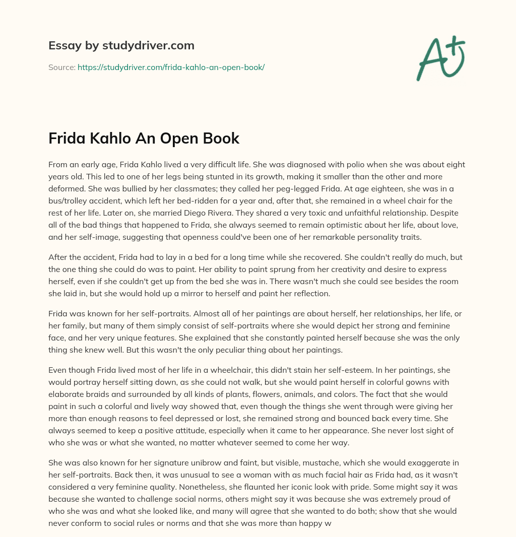 Frida Kahlo an Open Book essay