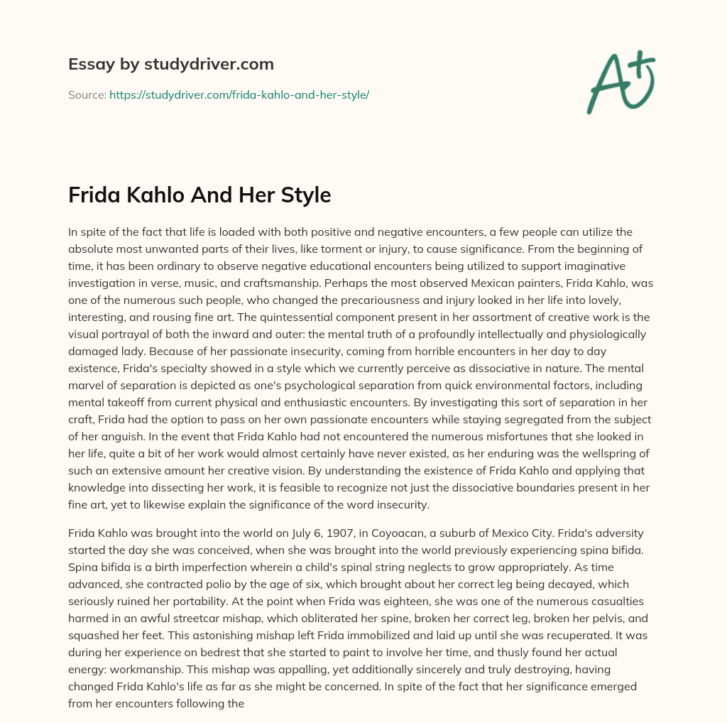 Frida Kahlo and her Style essay