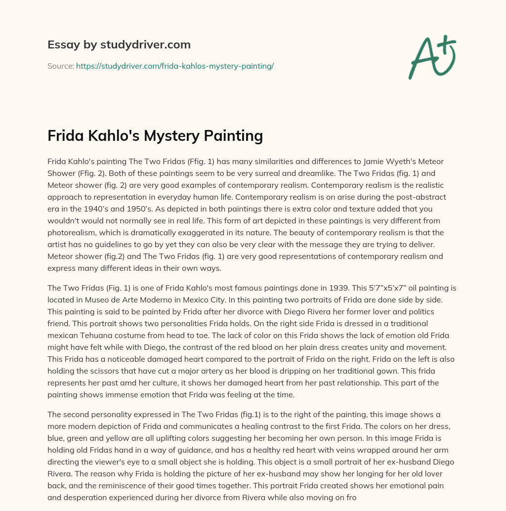 Frida Kahlo’s Mystery Painting essay