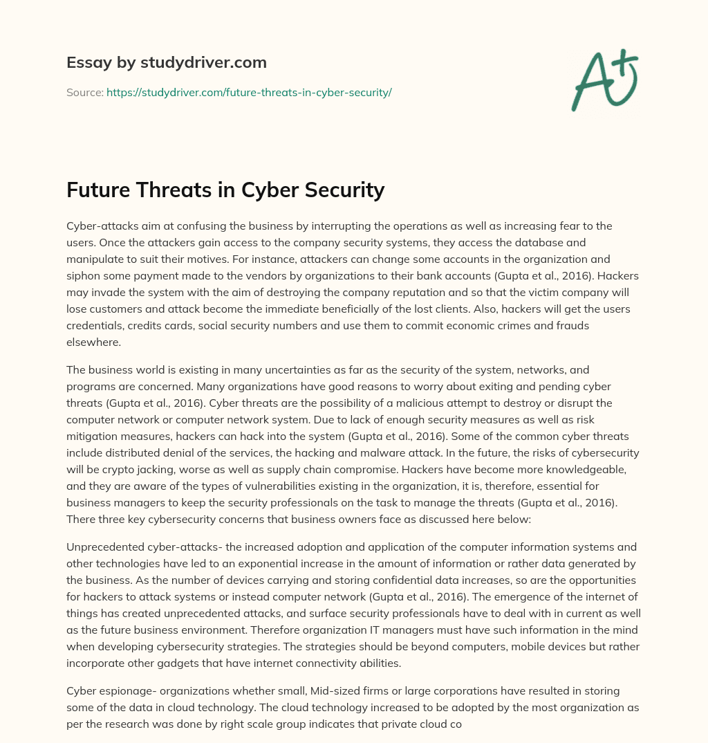 Future Threats in Cyber Security essay