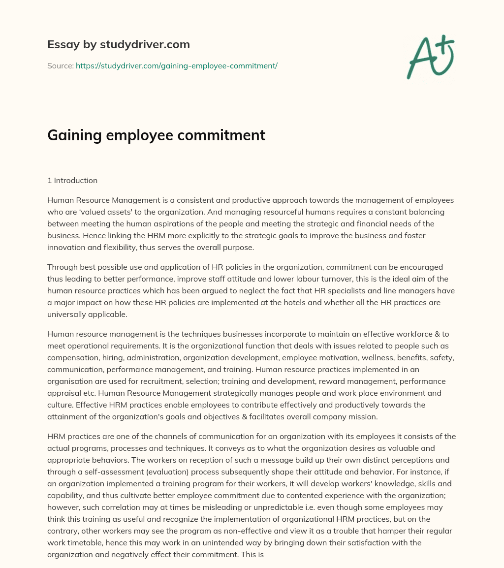Gaining Employee Commitment essay
