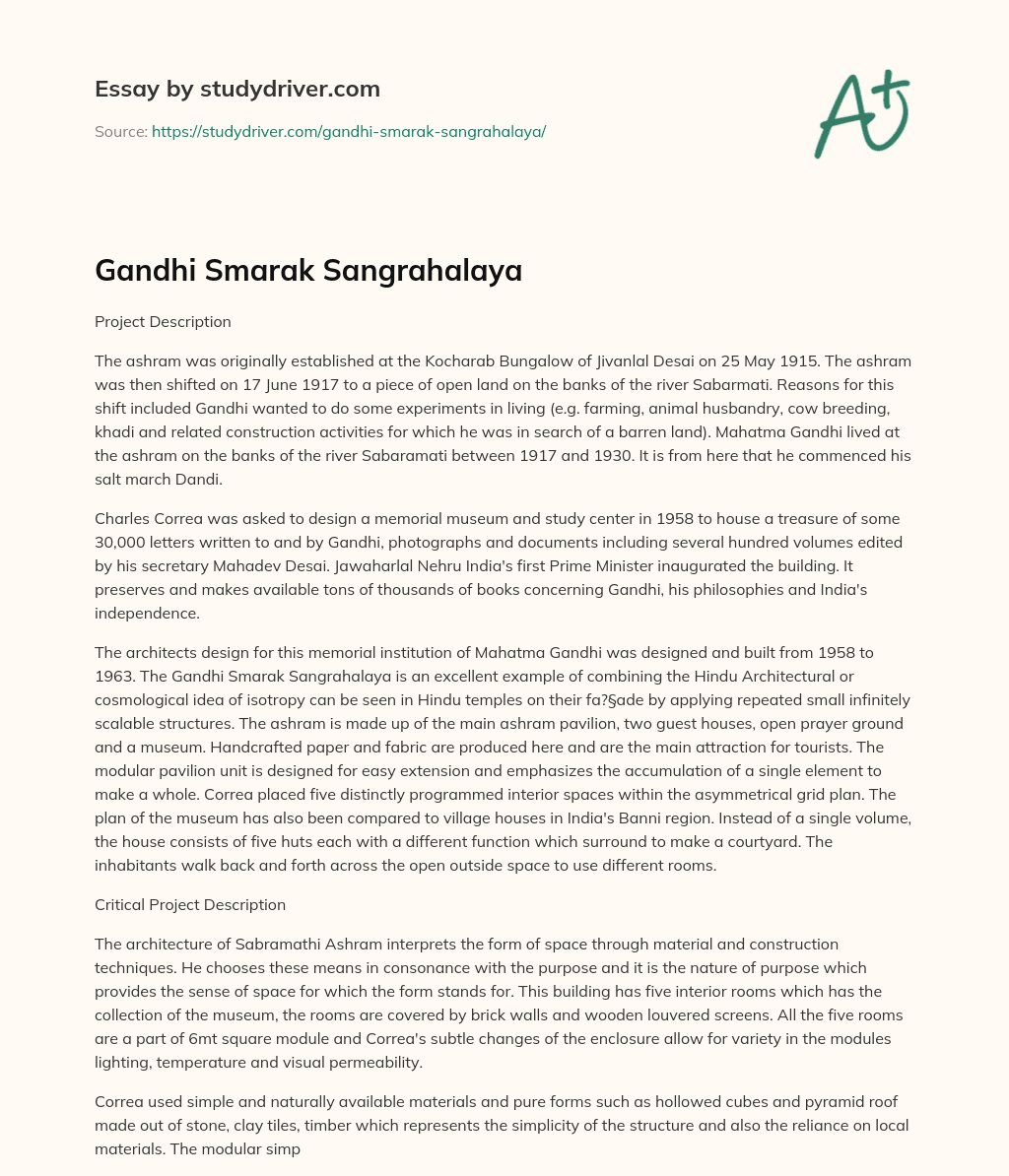 Gandhi Smarak Sangrahalaya essay