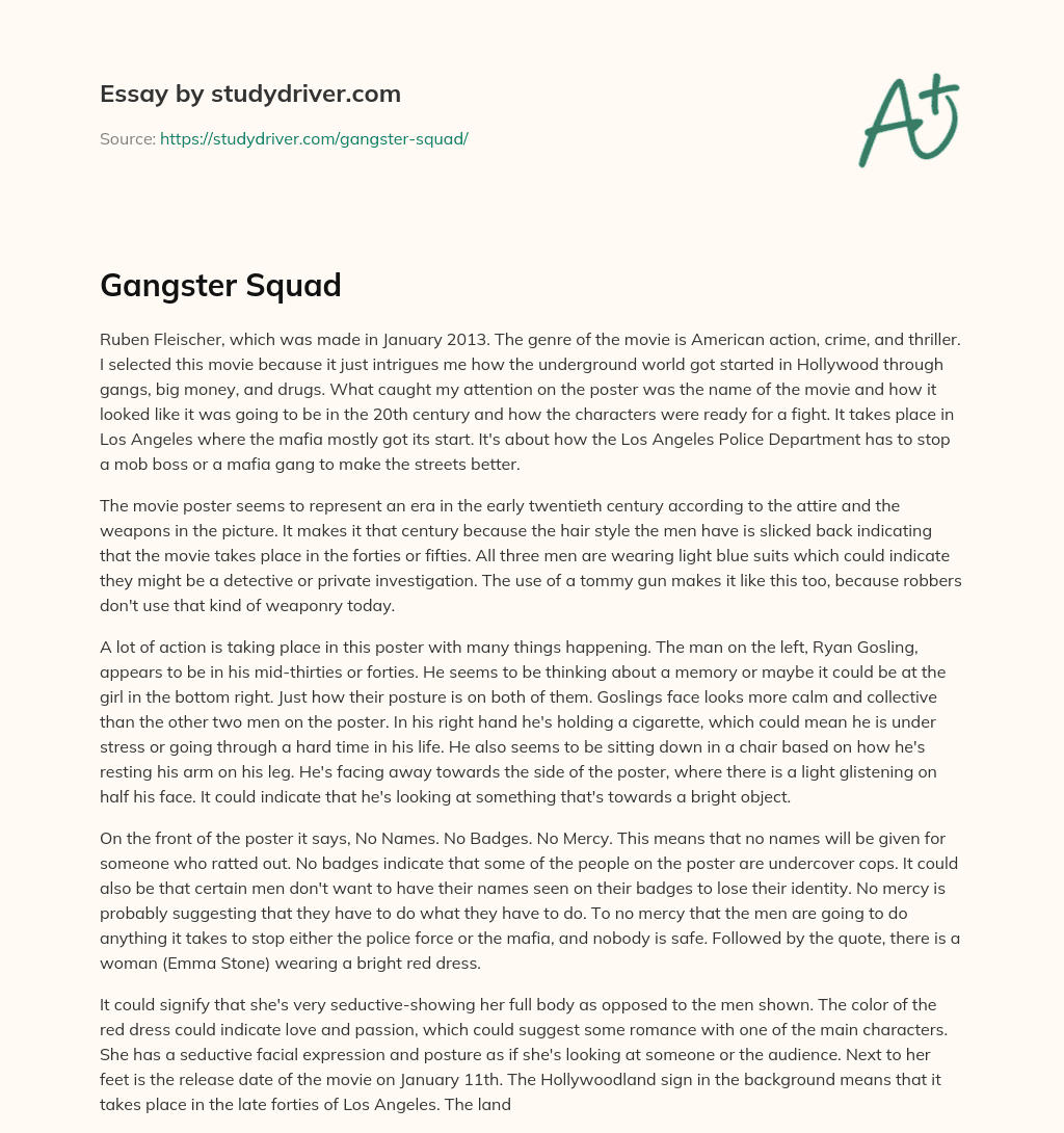 Gangster Squad essay