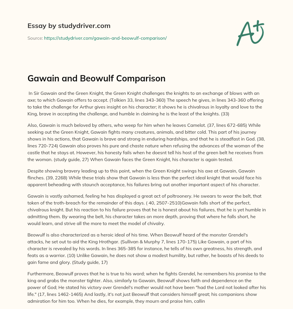 Gawain and Beowulf Comparison essay