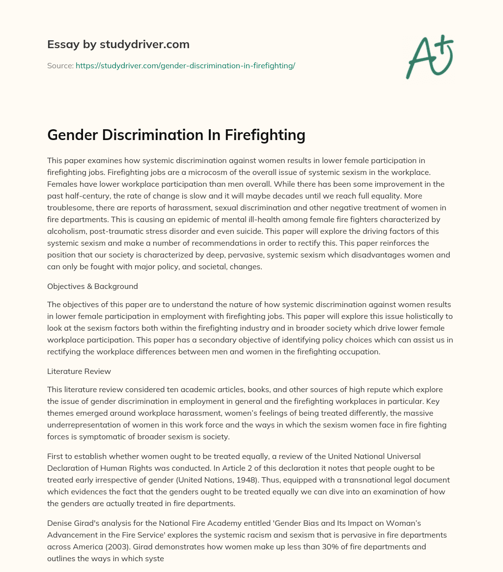 Gender Discrimination in Firefighting essay