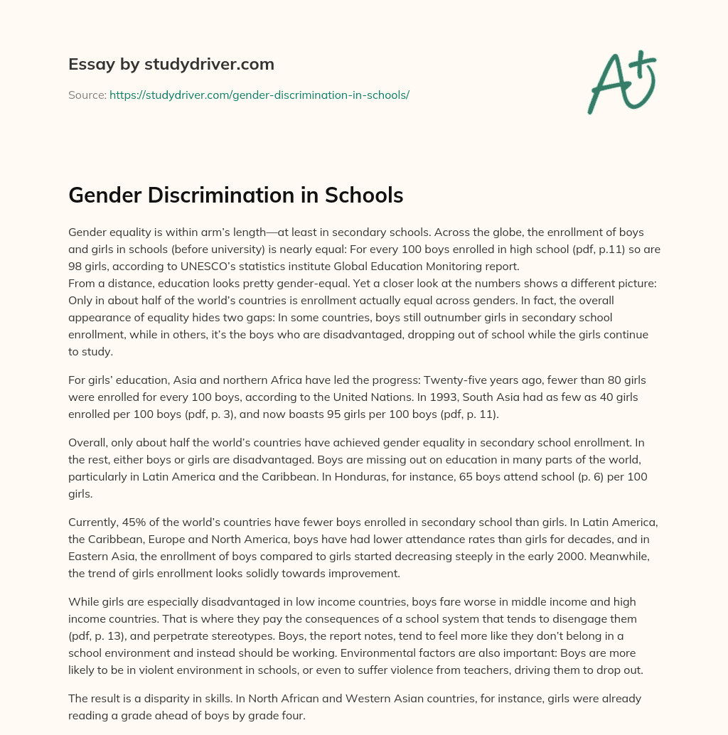 Gender Discrimination in Schools essay