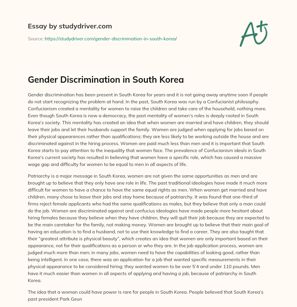 Gender Discrimination in South Korea essay