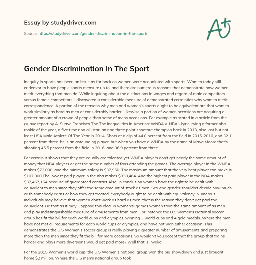 Gender Discrimination in the Sport essay