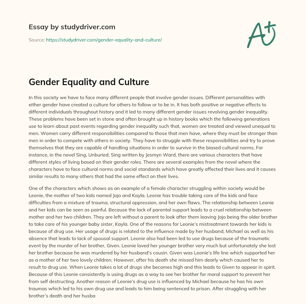 gender equality and culture essay