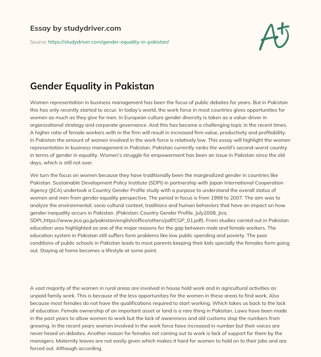 gender equality in pakistan essay