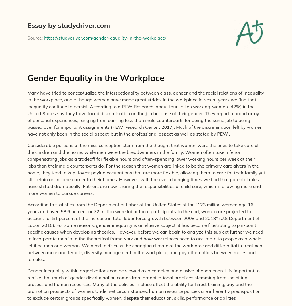Gender Equality in the Workplace essay