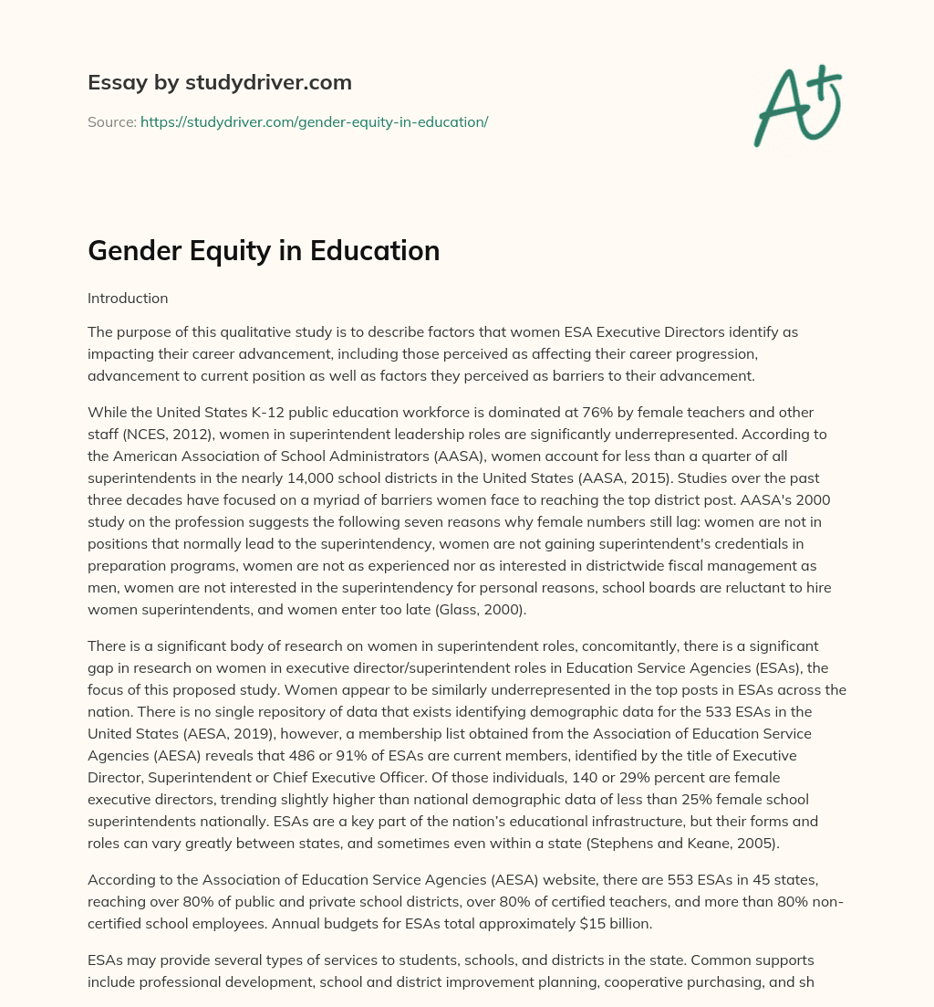 Gender Equity in Education essay
