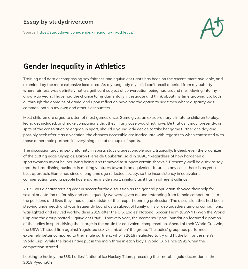 Gender Inequality in Athletics essay
