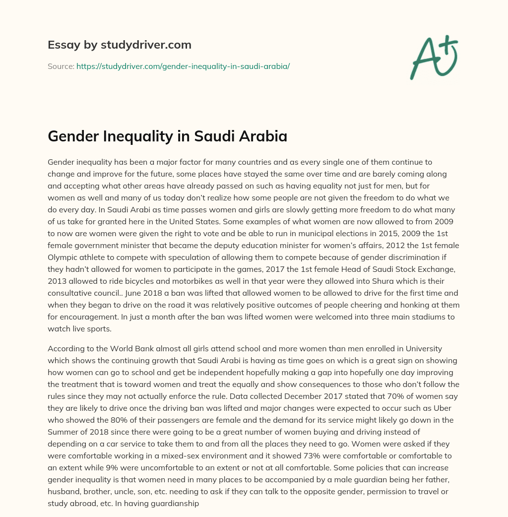 Gender Inequality in Saudi Arabia essay