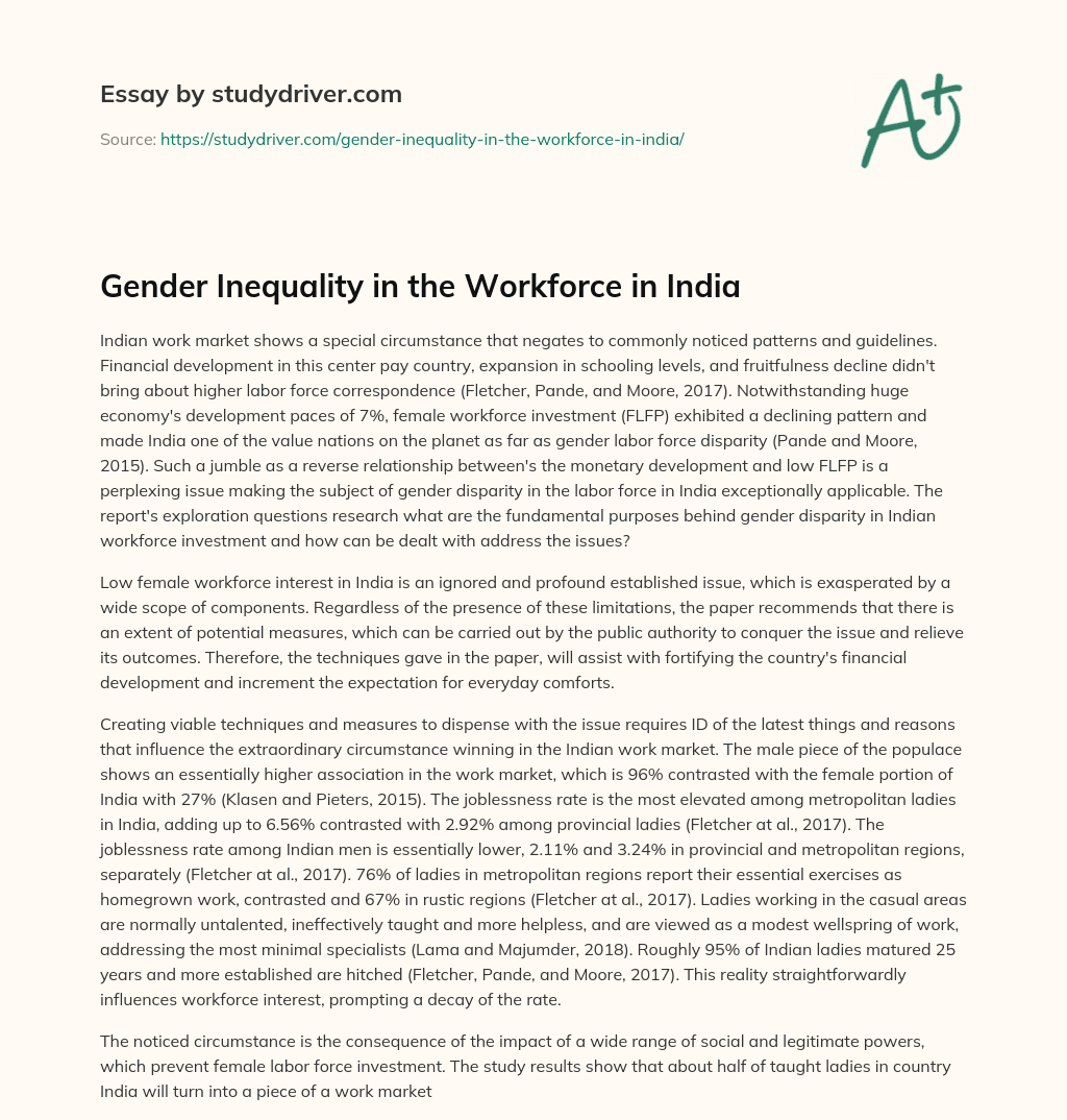 Gender Inequality in the Workforce in India essay