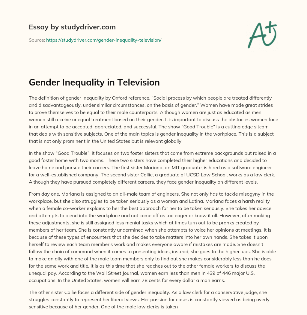 Gender Inequality in Television essay