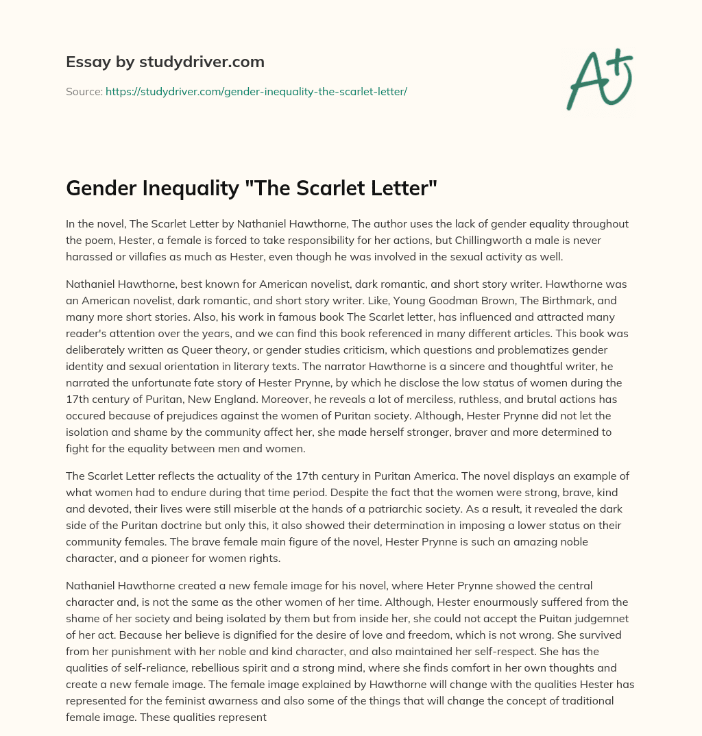 Gender Inequality “The Scarlet Letter” essay