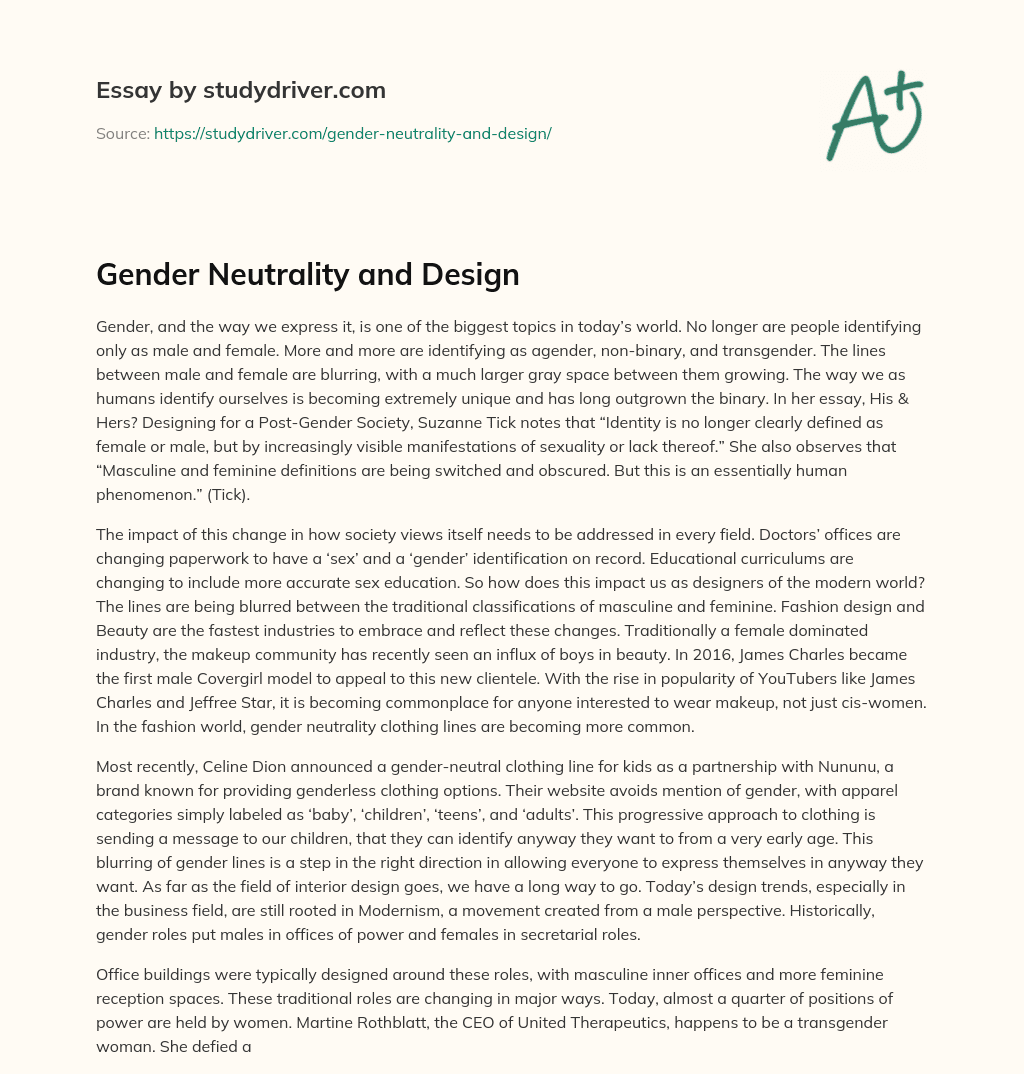 Gender Neutrality and Design essay