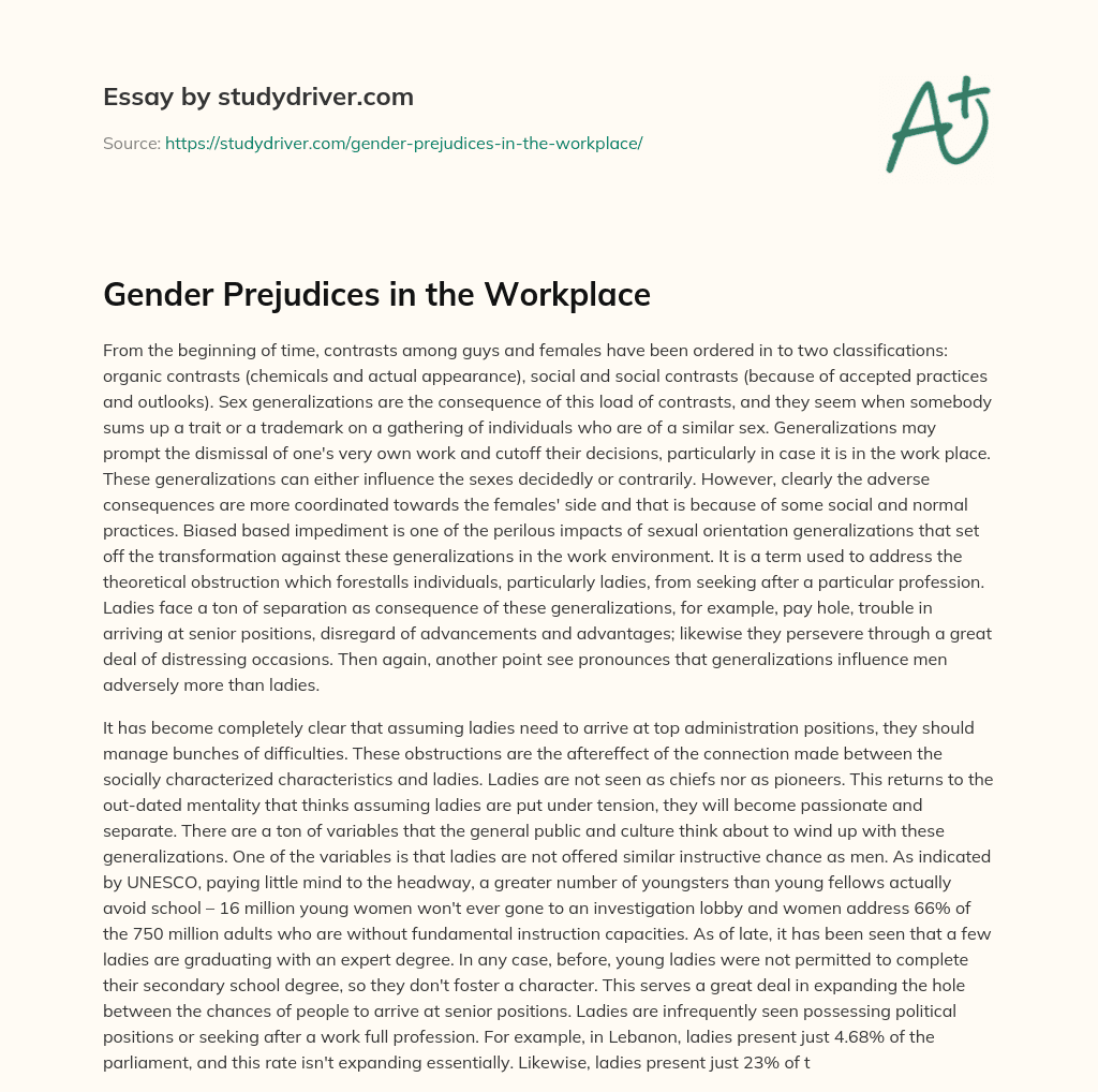 Gender Prejudices in the Workplace essay