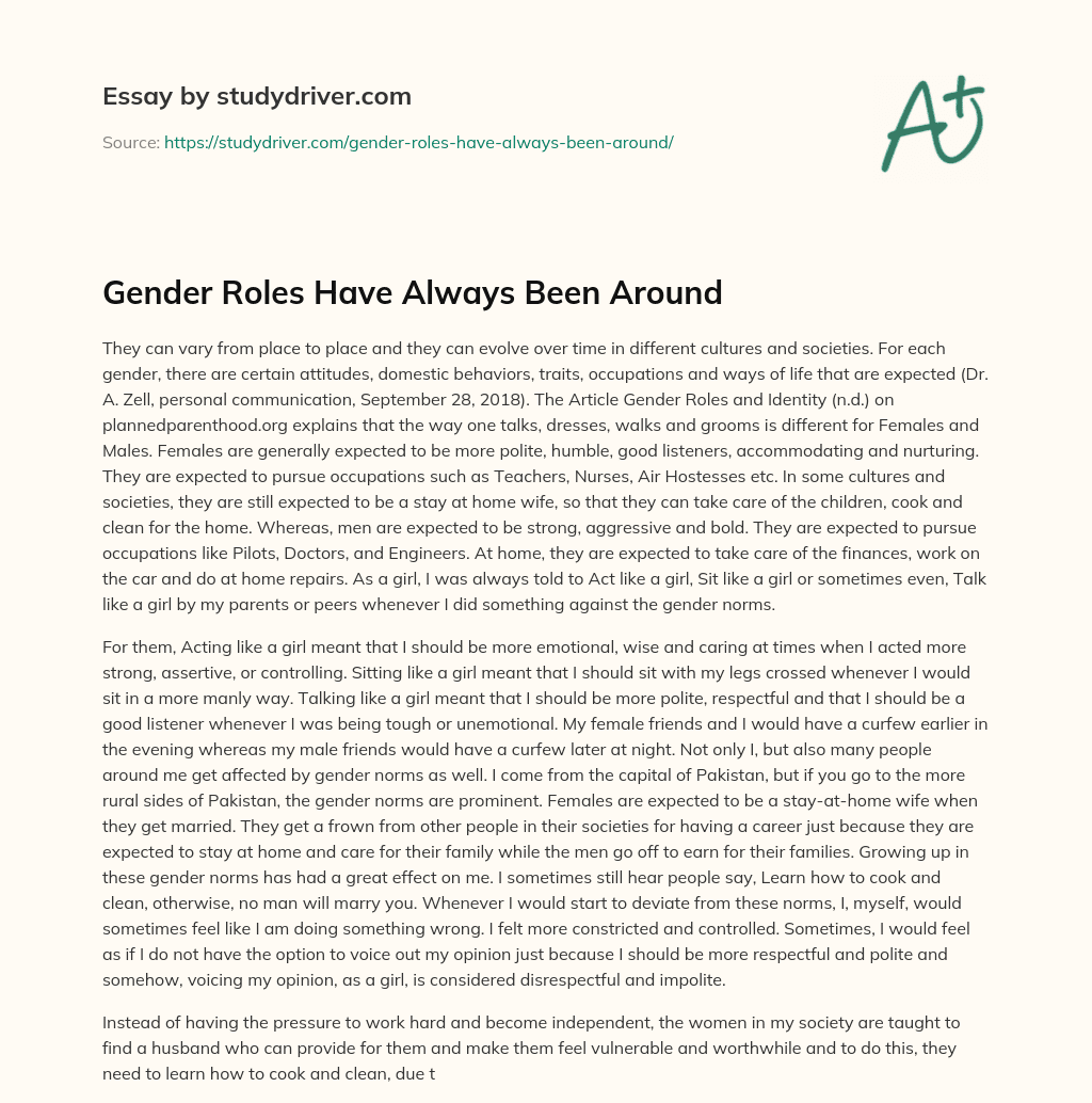 Gender Roles have Always been Around essay