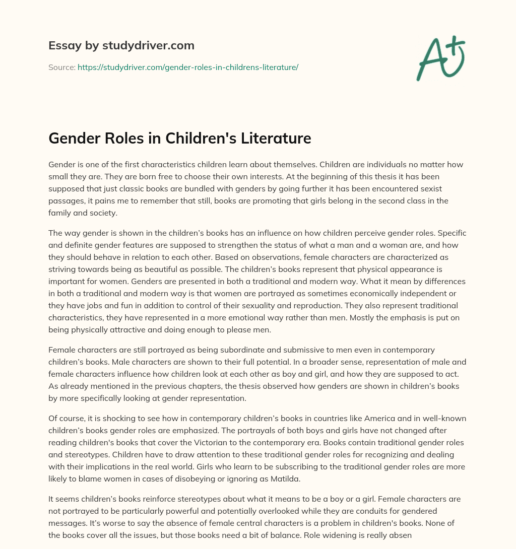 Gender Roles in Children’s Literature essay