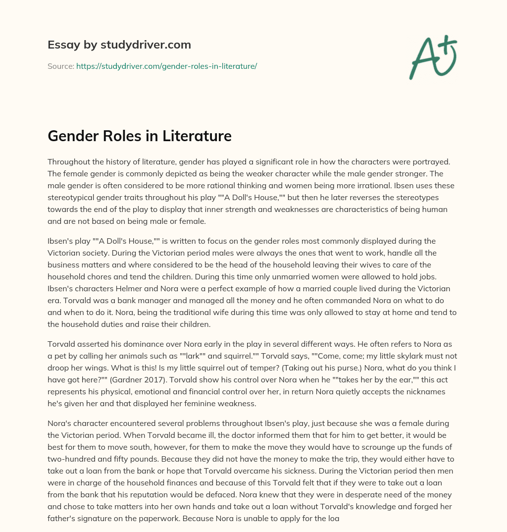 Gender Roles in Literature essay