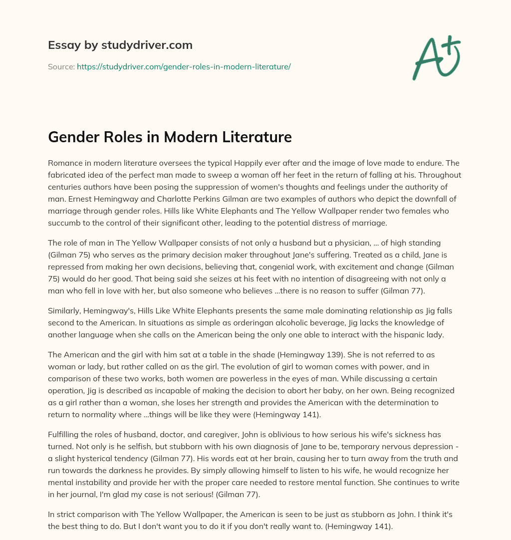 Gender Roles in Modern Literature essay