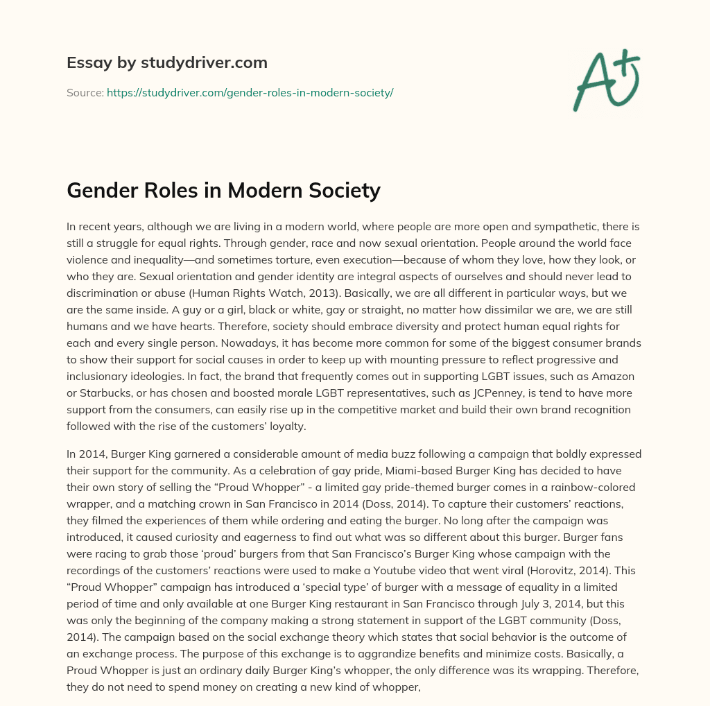 Gender Roles in Modern Society essay
