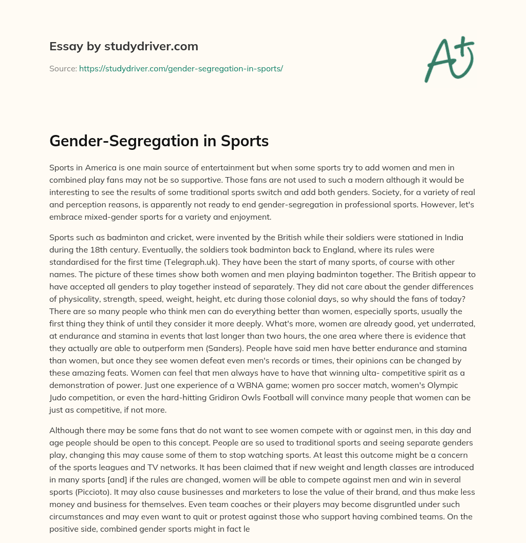 Gender-Segregation in Sports essay