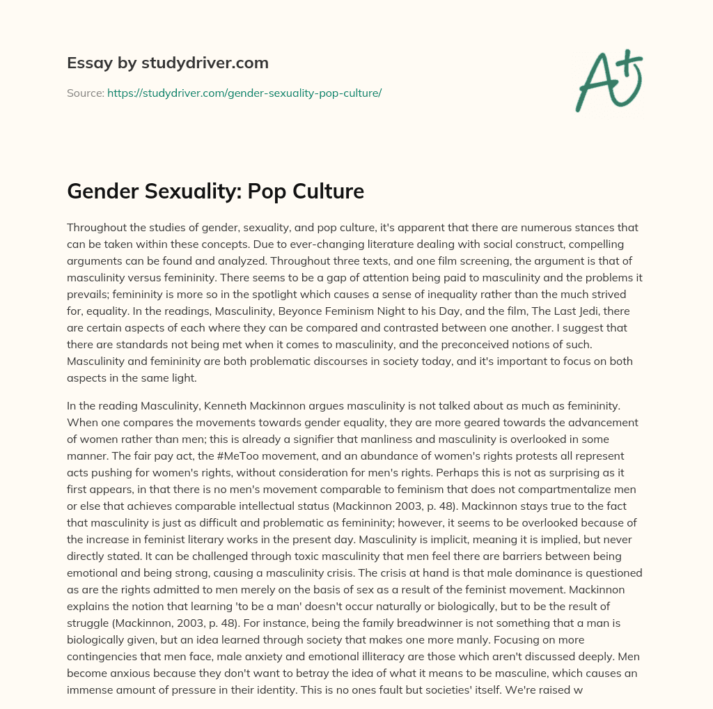 Gender Sexuality: Pop Culture essay