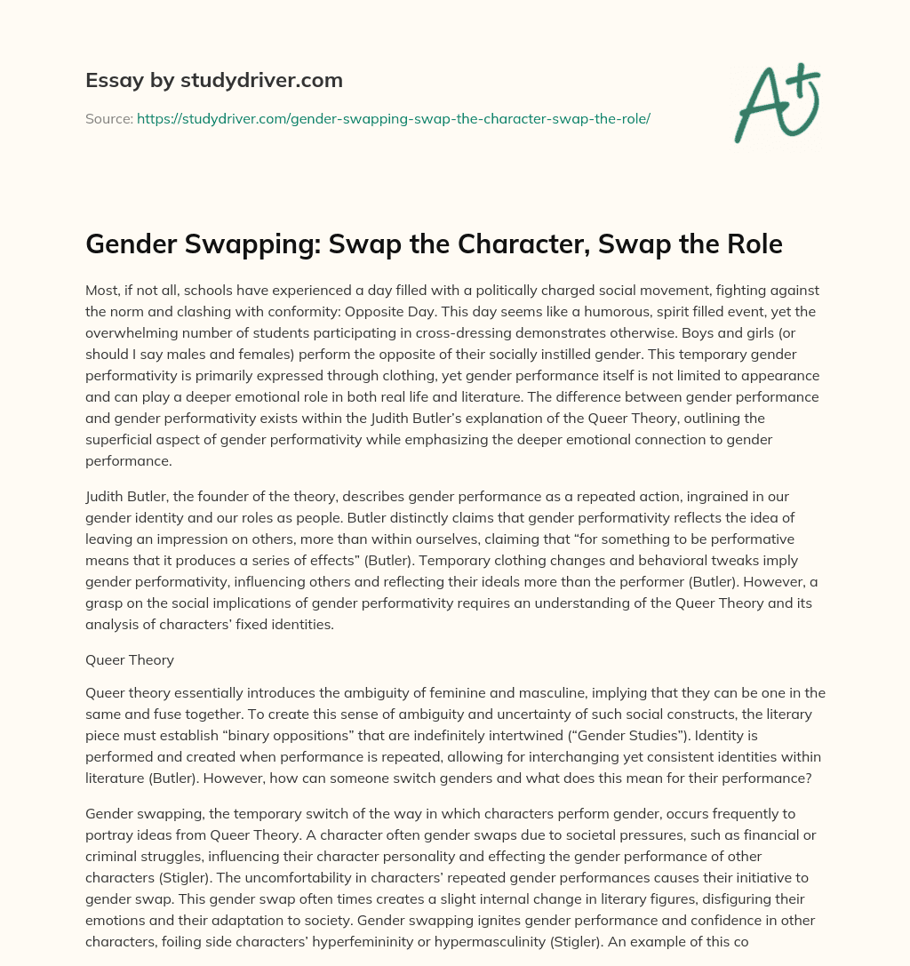 Gender Swapping: Swap the Character, Swap the Role essay