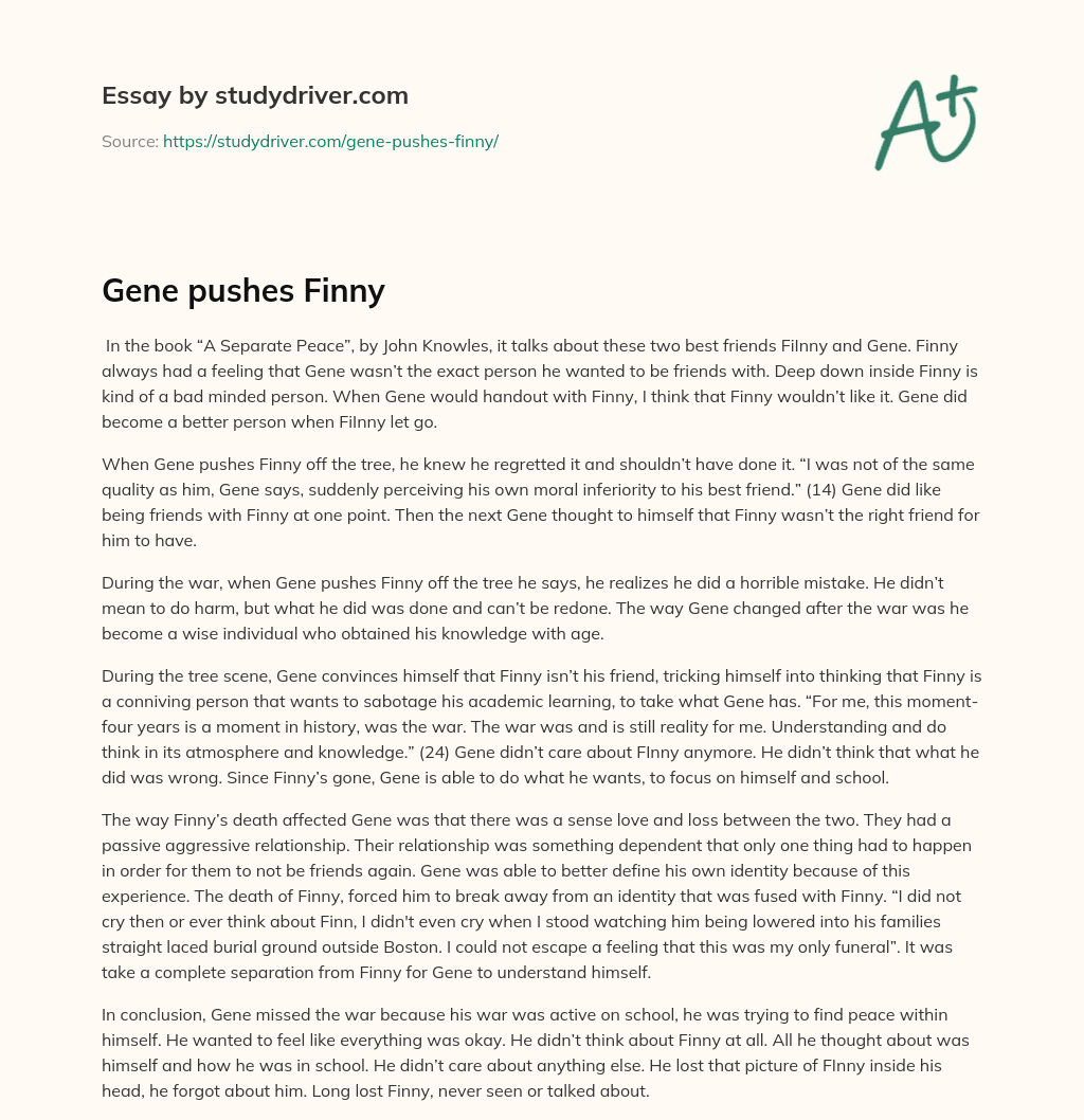 Gene Pushes Finny essay