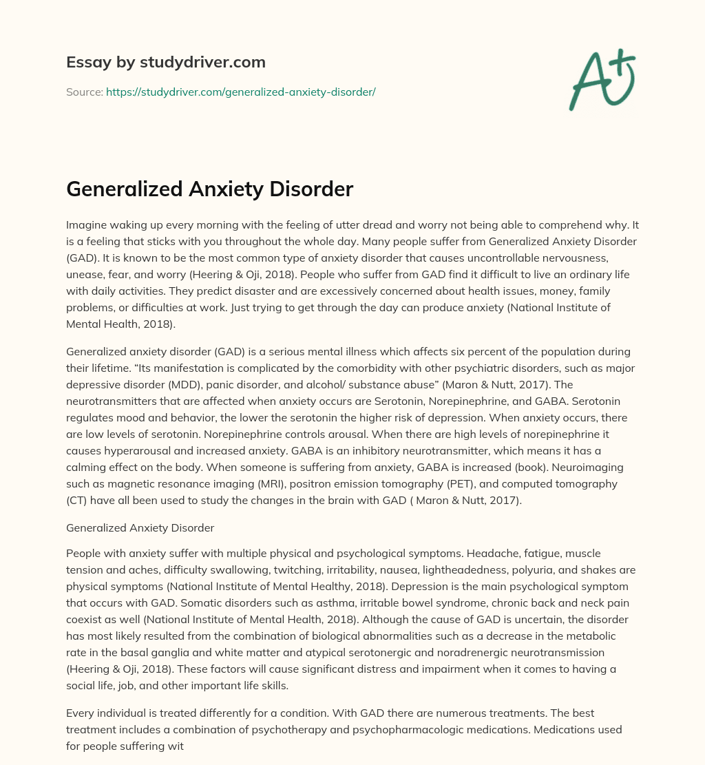 Generalized Anxiety Disorder essay