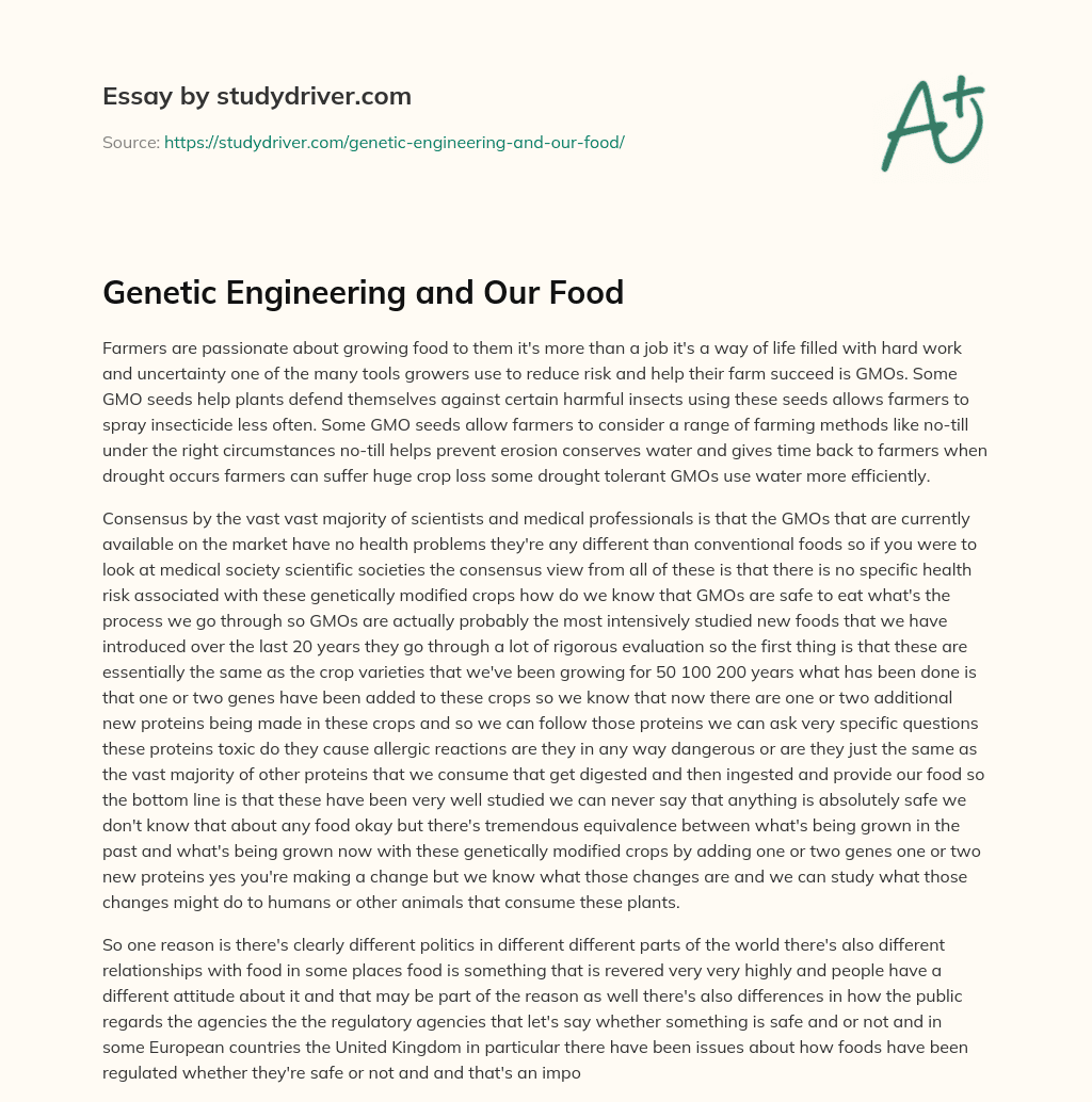 Genetic Engineering and our Food essay