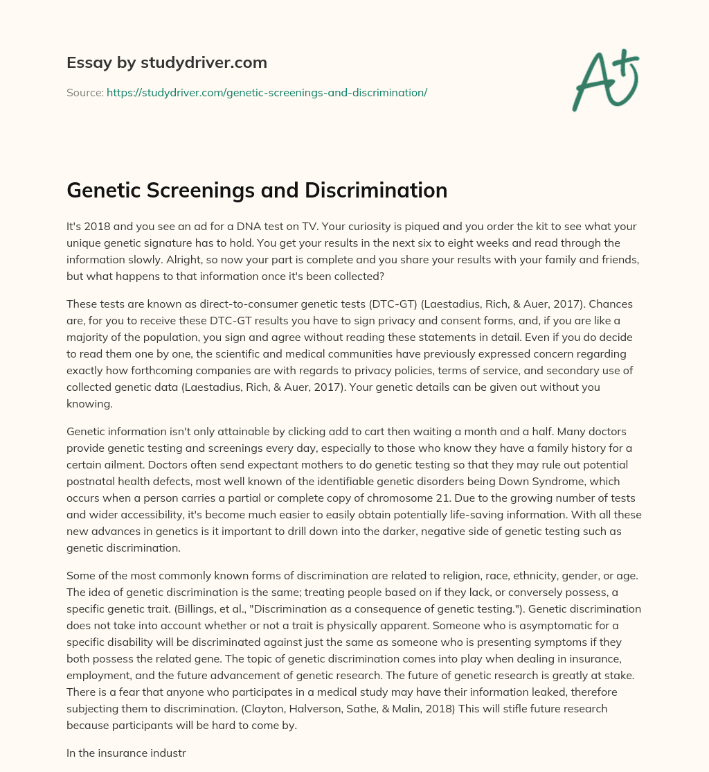 Genetic Screenings and Discrimination essay