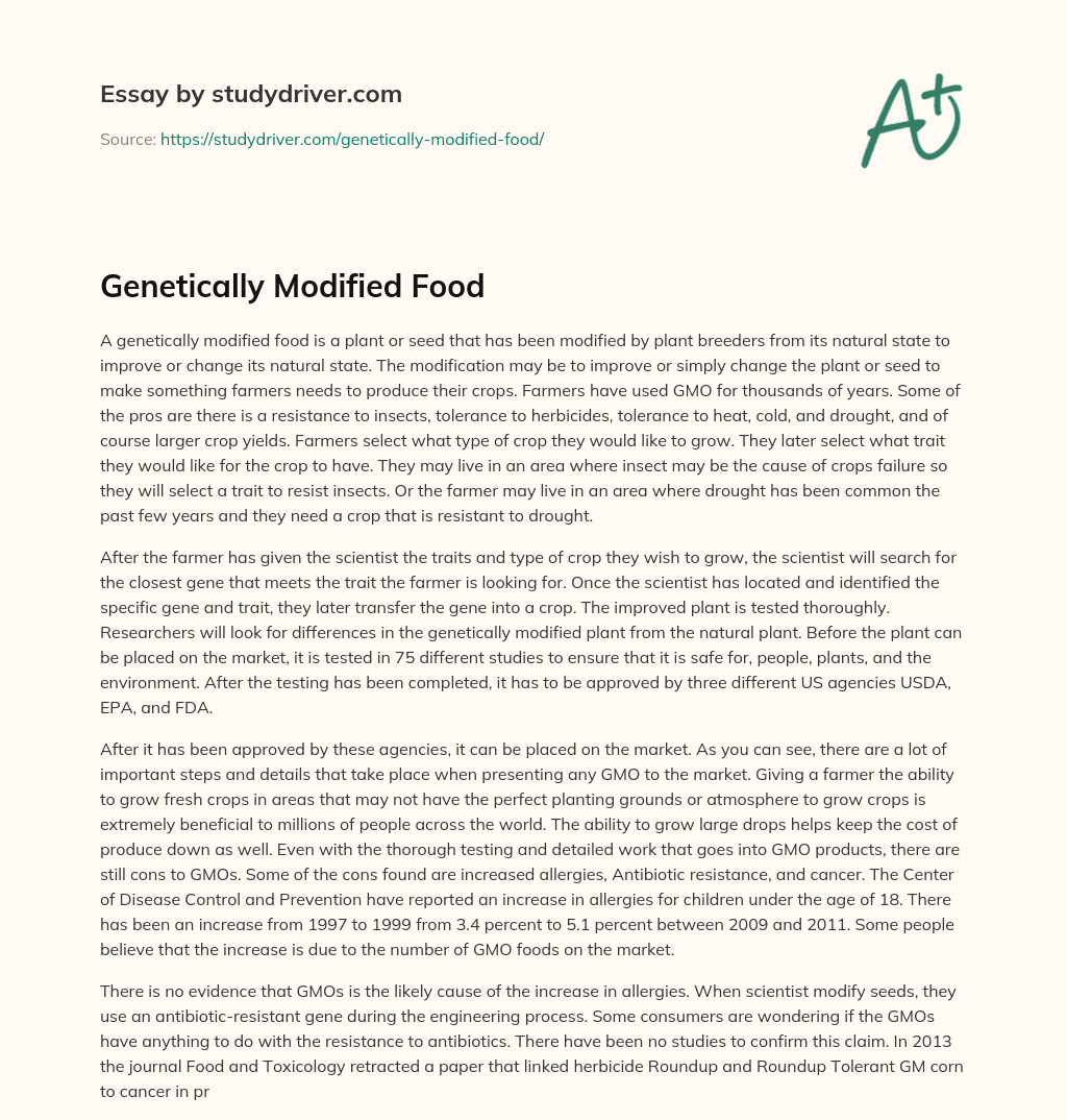 Genetically Modified Food essay