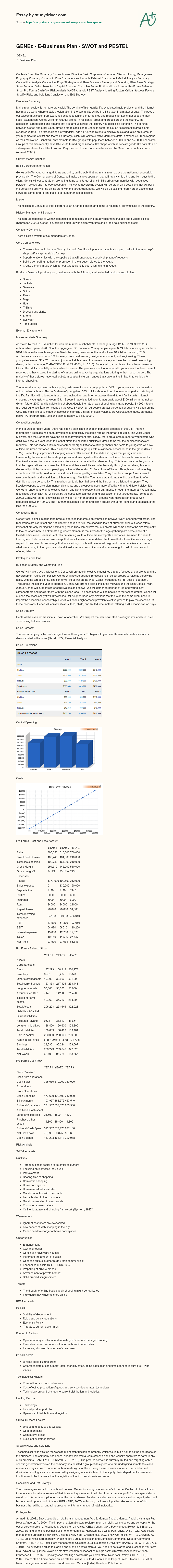 GENEz – E-Business Plan – SWOT and PESTEL essay