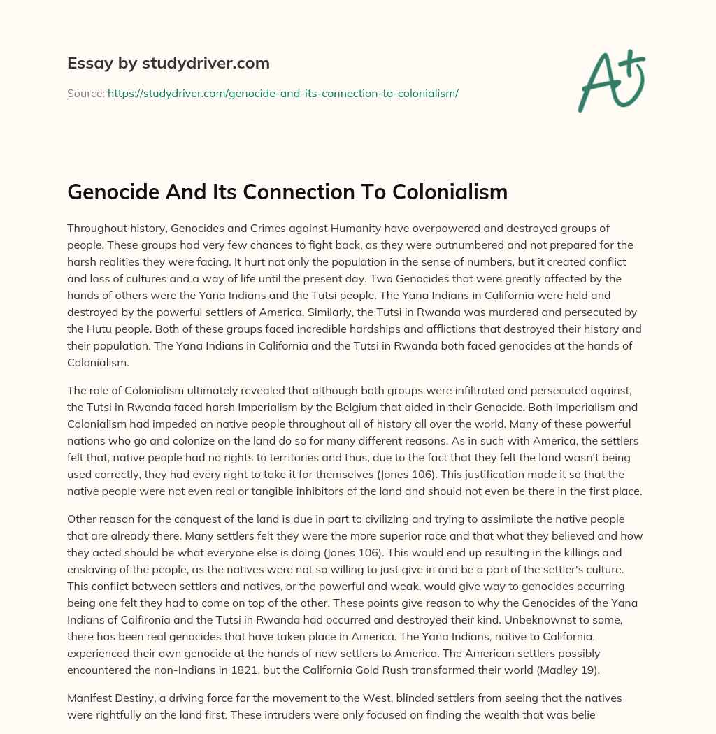 Genocide and its Connection to Colonialism essay