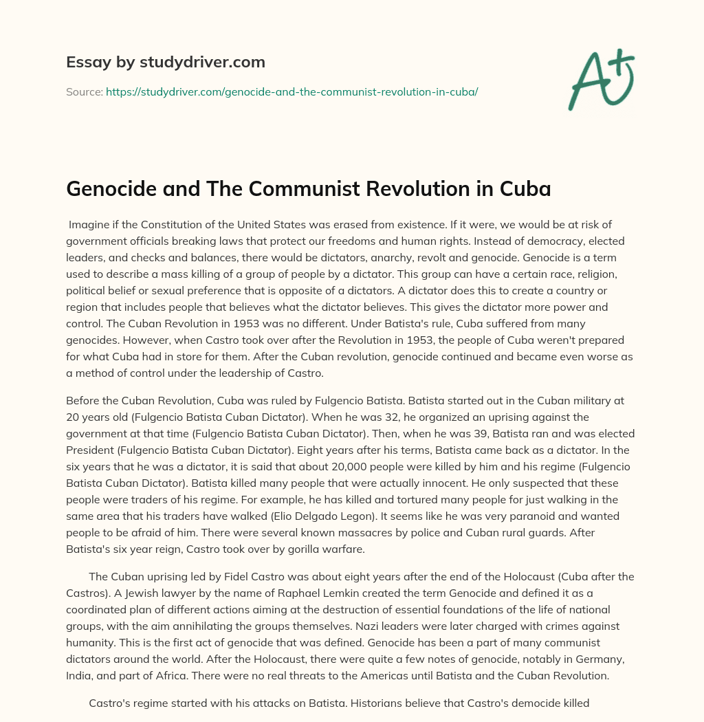 Genocide and the Communist Revolution in Cuba essay