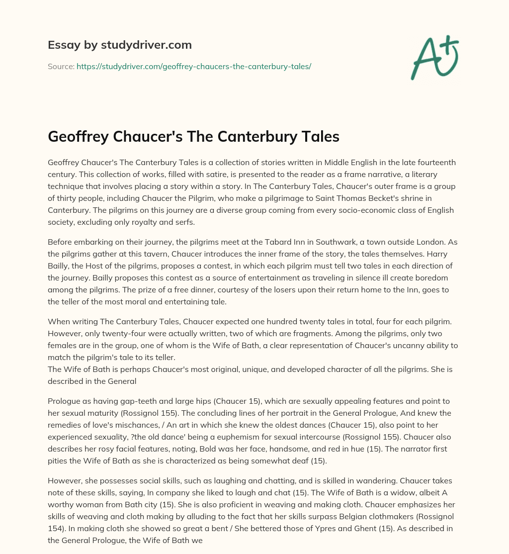 Geoffrey Chaucer’s the Canterbury Tales essay