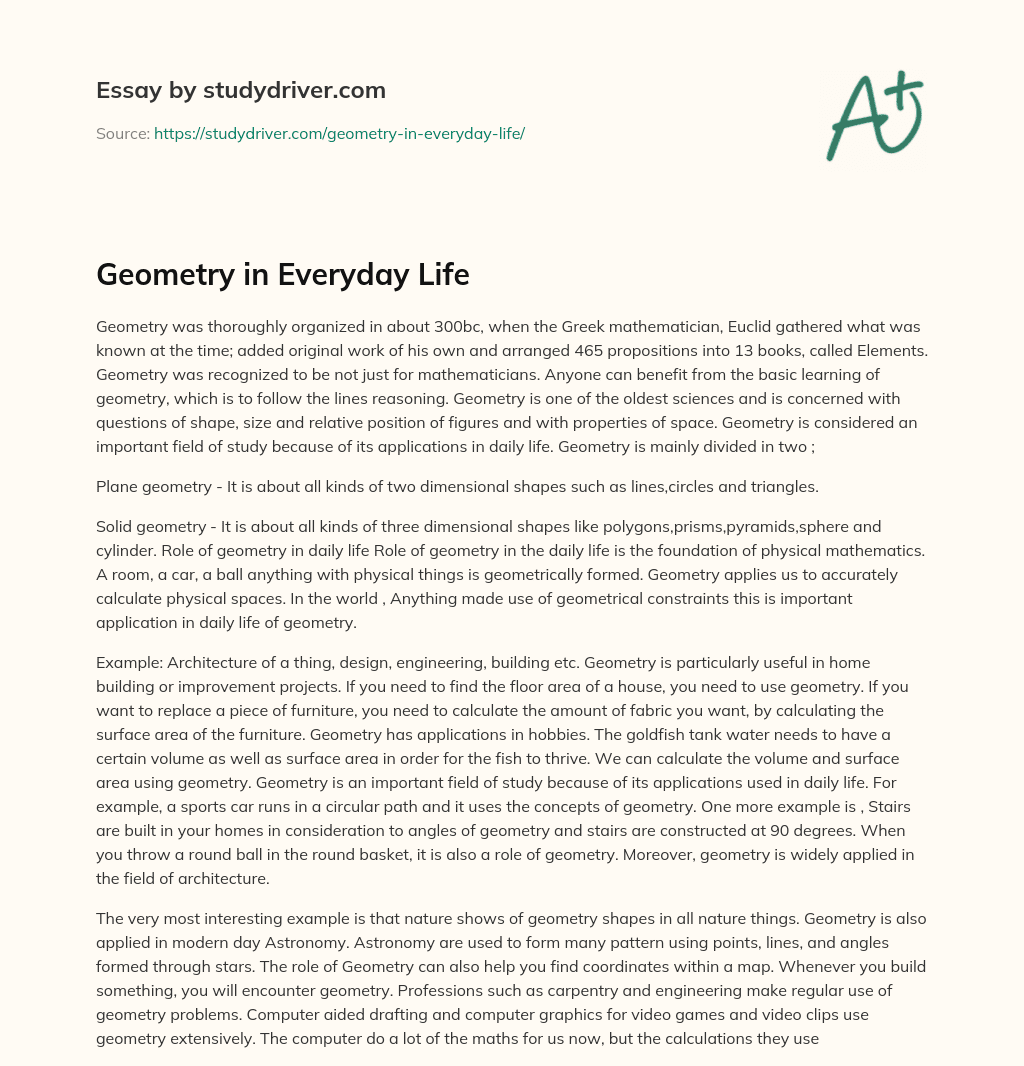 Geometry in Everyday Life essay