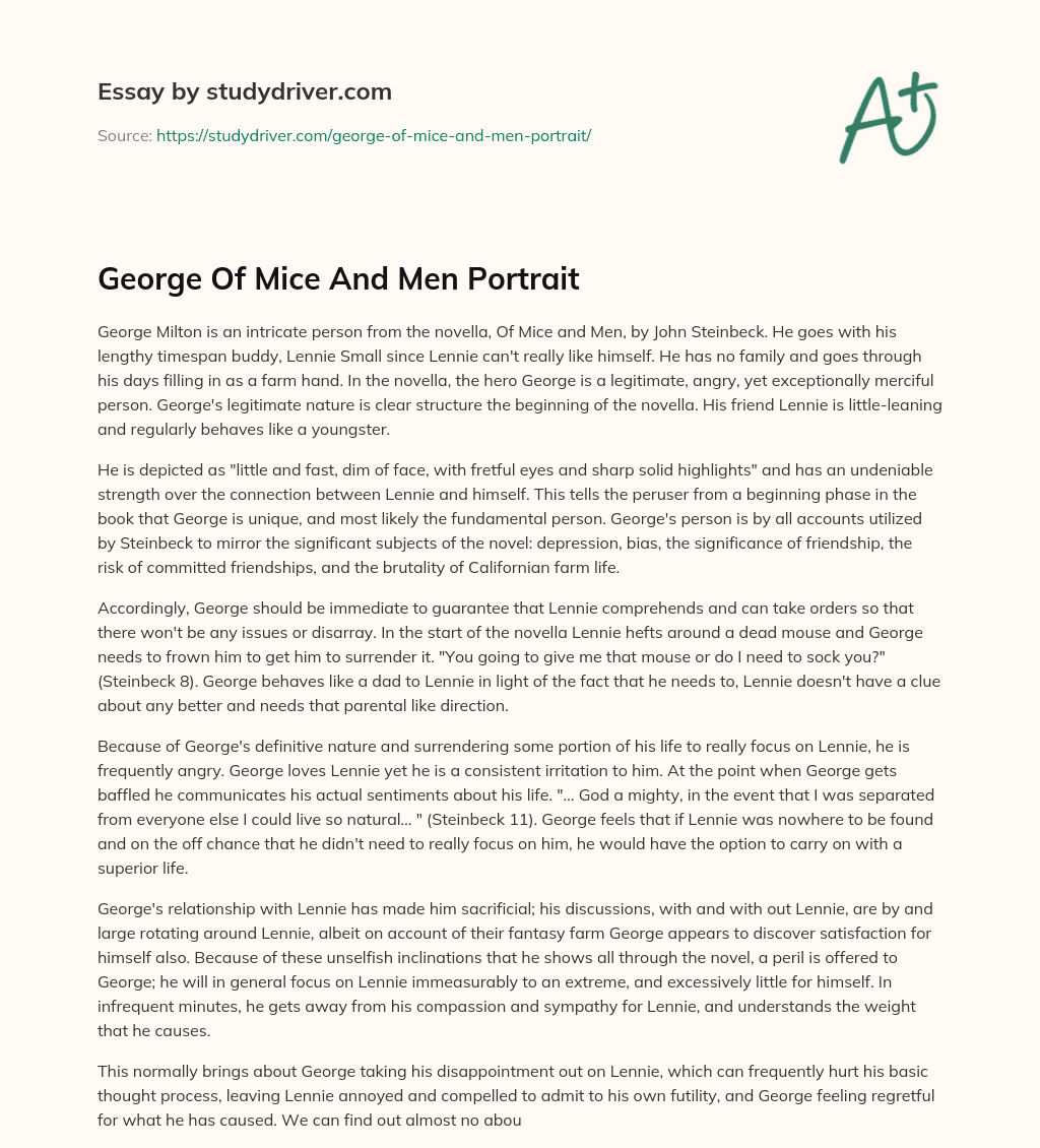George of Mice and Men Portrait essay