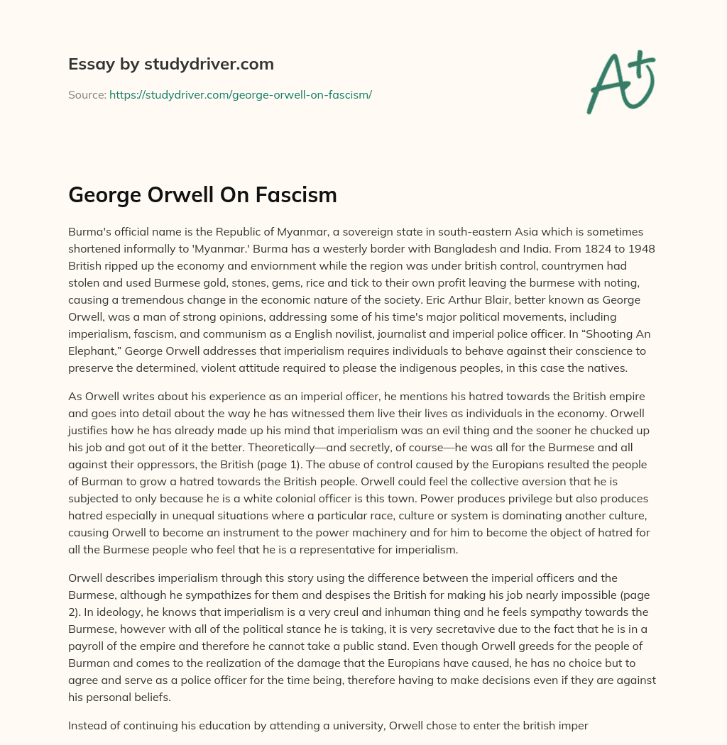 George Orwell on Fascism essay